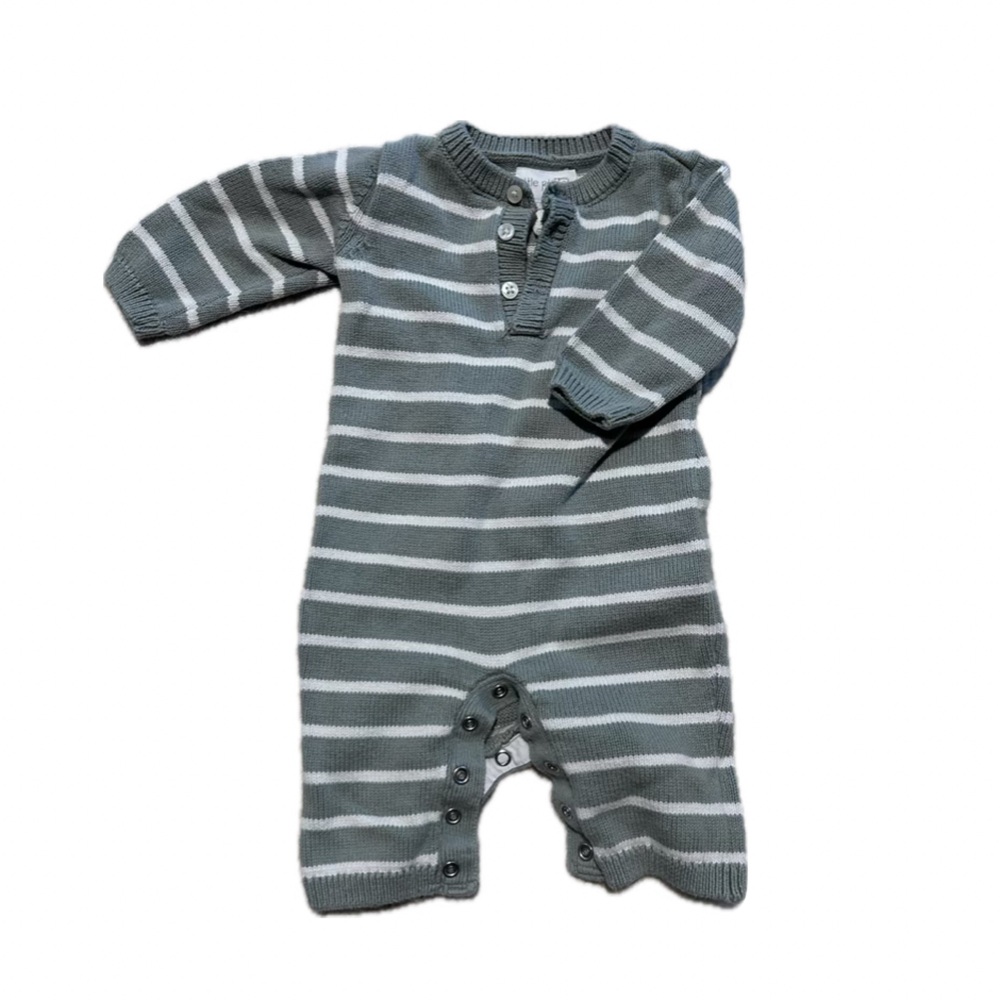 Organic Cotton Striped Teal Knit One Piece